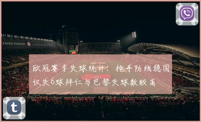 欧冠赛季失球统计：枪手防线稳固仅失6球拜仁与巴黎失球数较高
